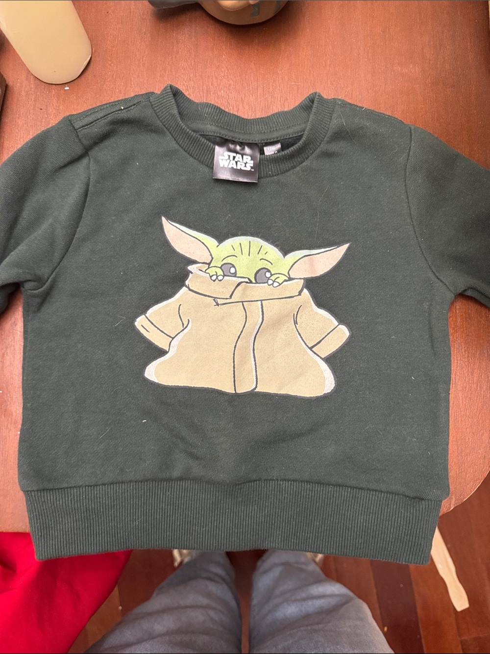 Star Wars Dark Green Baby Yoda Sweatshirt with Tan Graphic